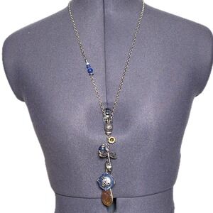 Chico's Firefly Necklace Whimsygoth Blue Silver Dragonfly 28" OS